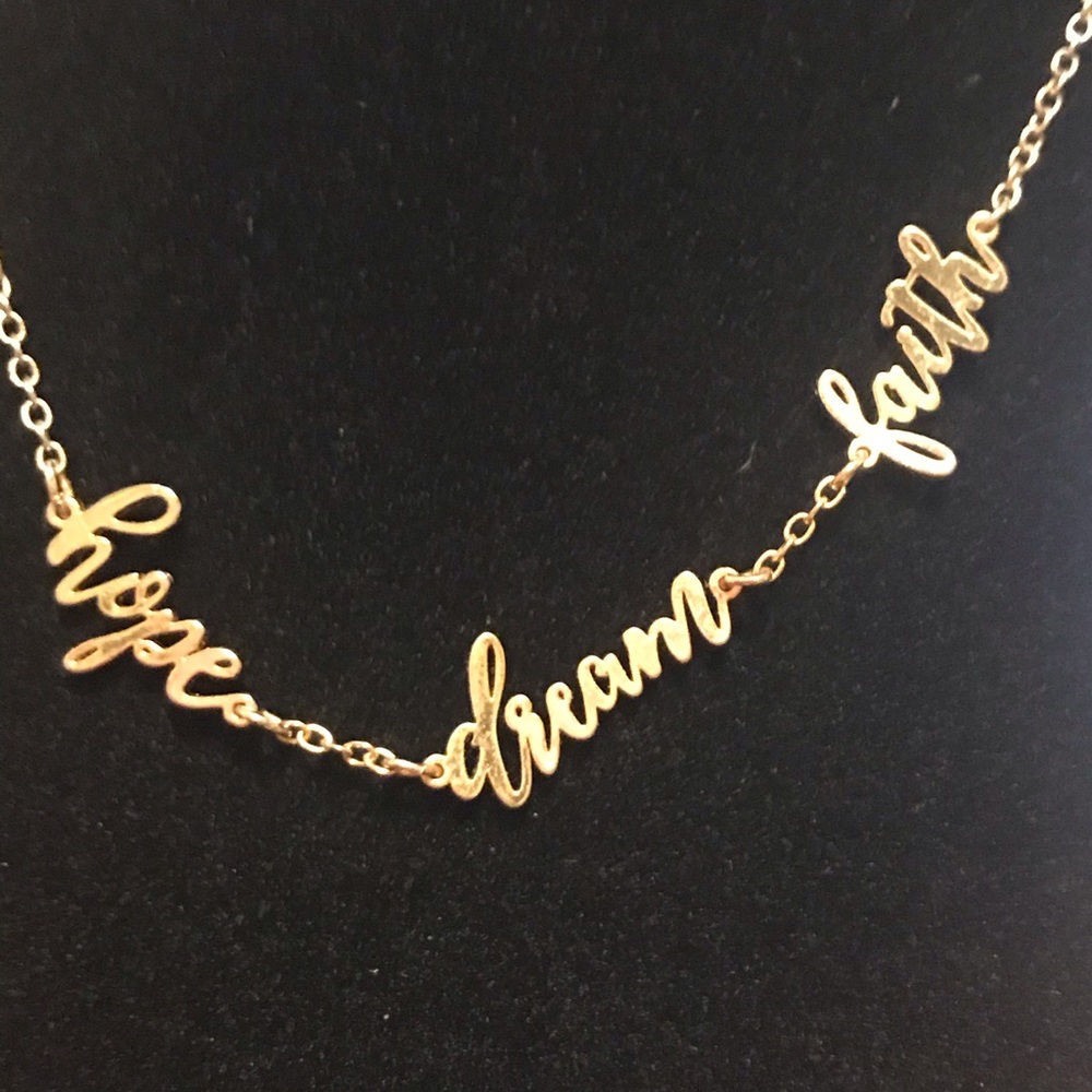 Hope Dream Faith cursive necklace